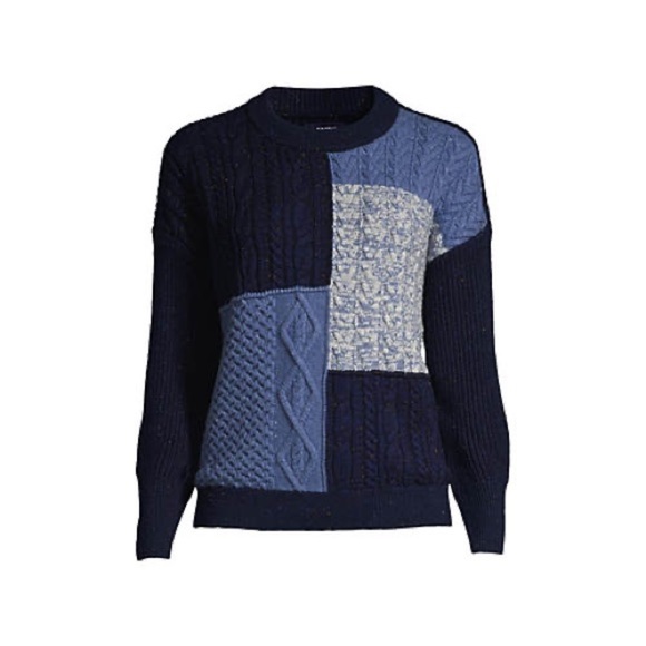 Lands’ End Patchwork Crew Neck Sweater Size Large - Picture 1 of 11